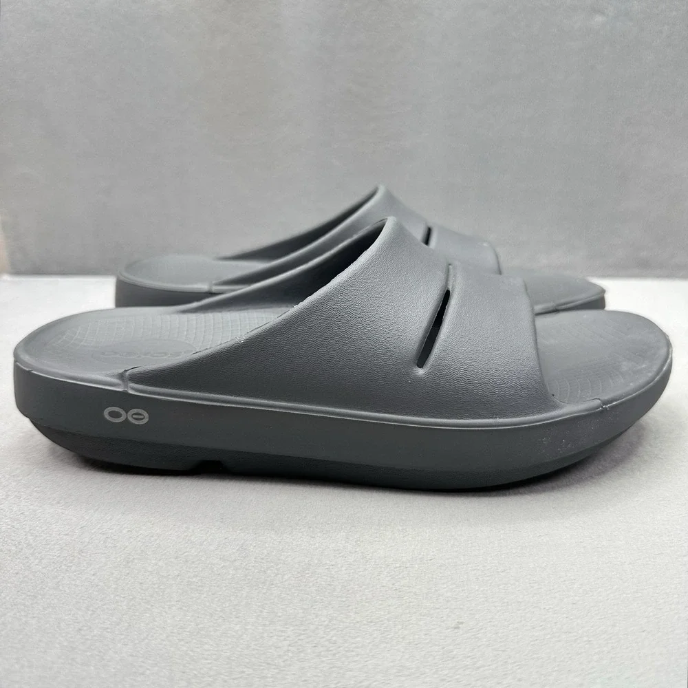 OOFOS OOahh Mens Size 9 Sandals Slate Gray Recovery Lightweight Sport Slide